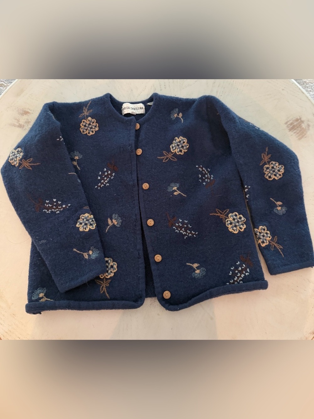 Marisa Christina 100% boiled wool cardigan sweater Cottagecore Grandmacore Small